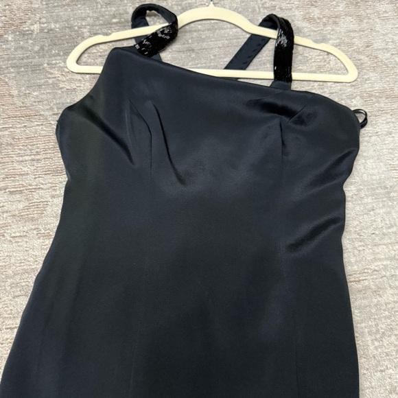 Niteline Bella Roufogali Silk Beaded Strap Black Sleeveless Mini Dress - Picture 8 of 11